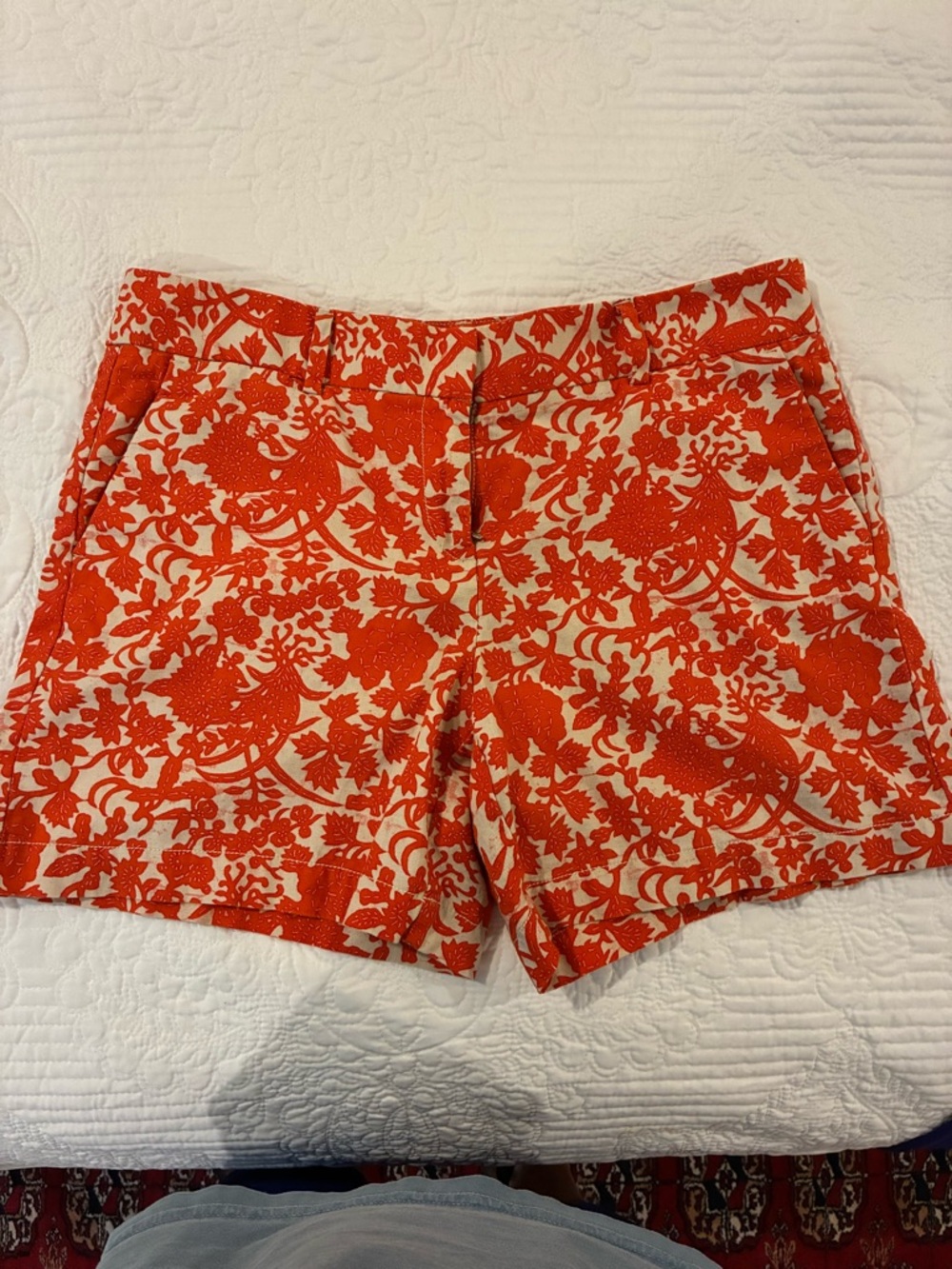 LOFT Orange Floral Print Shorts Size 10